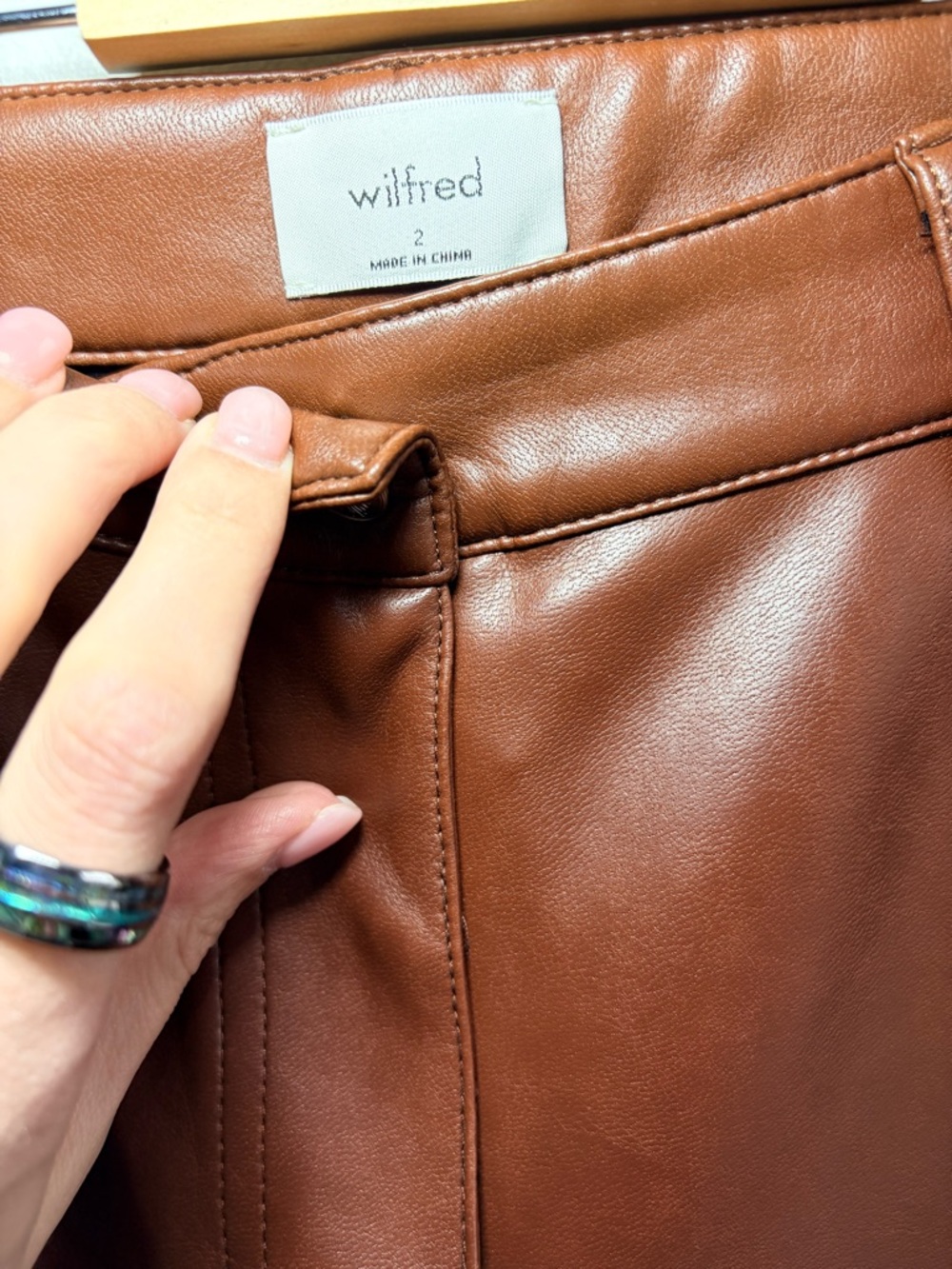 Aritzia Wilfred Faux Leather Straight Leg Pants - Picture 3 of 4